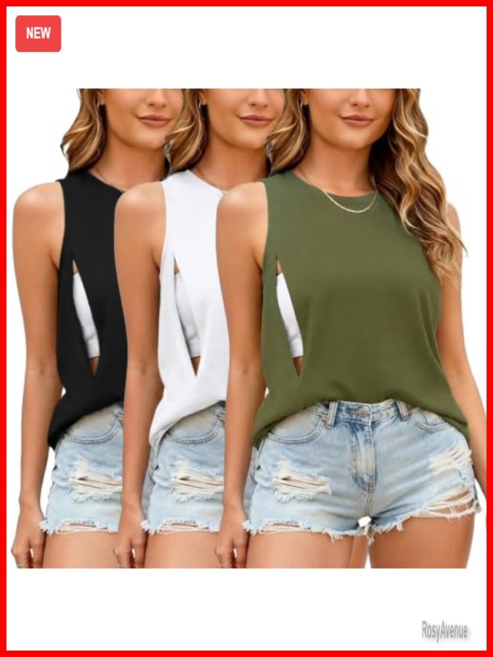 Nursing Tank Tops 3 Pack Hidden Zipper Breastfeeding Shirts Sleeveless